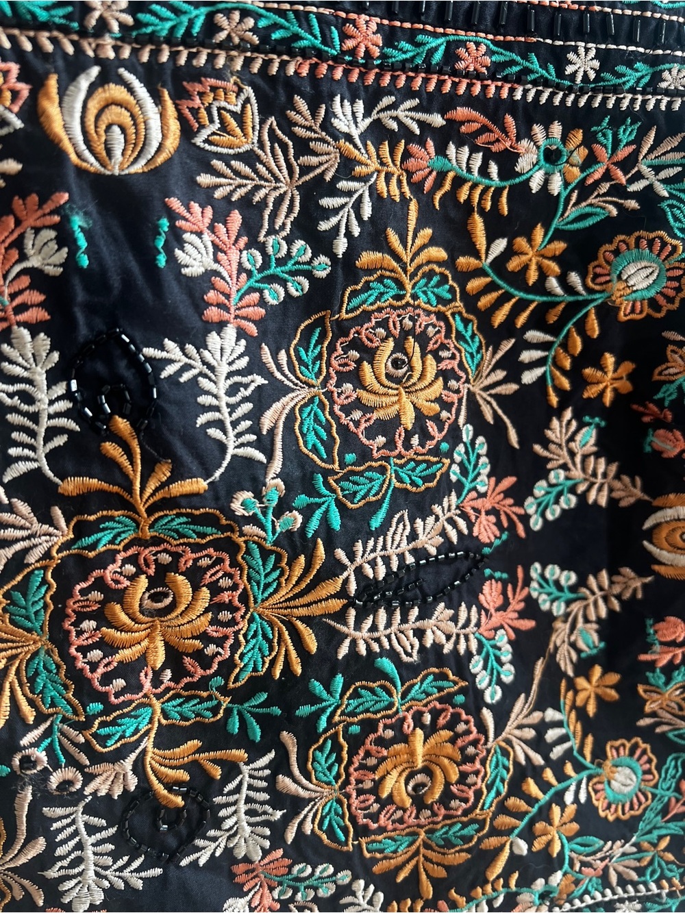 Vanessa Virginia Anthropologie Black Embroidered Beaded Crop Top L - Picture 2 of 5